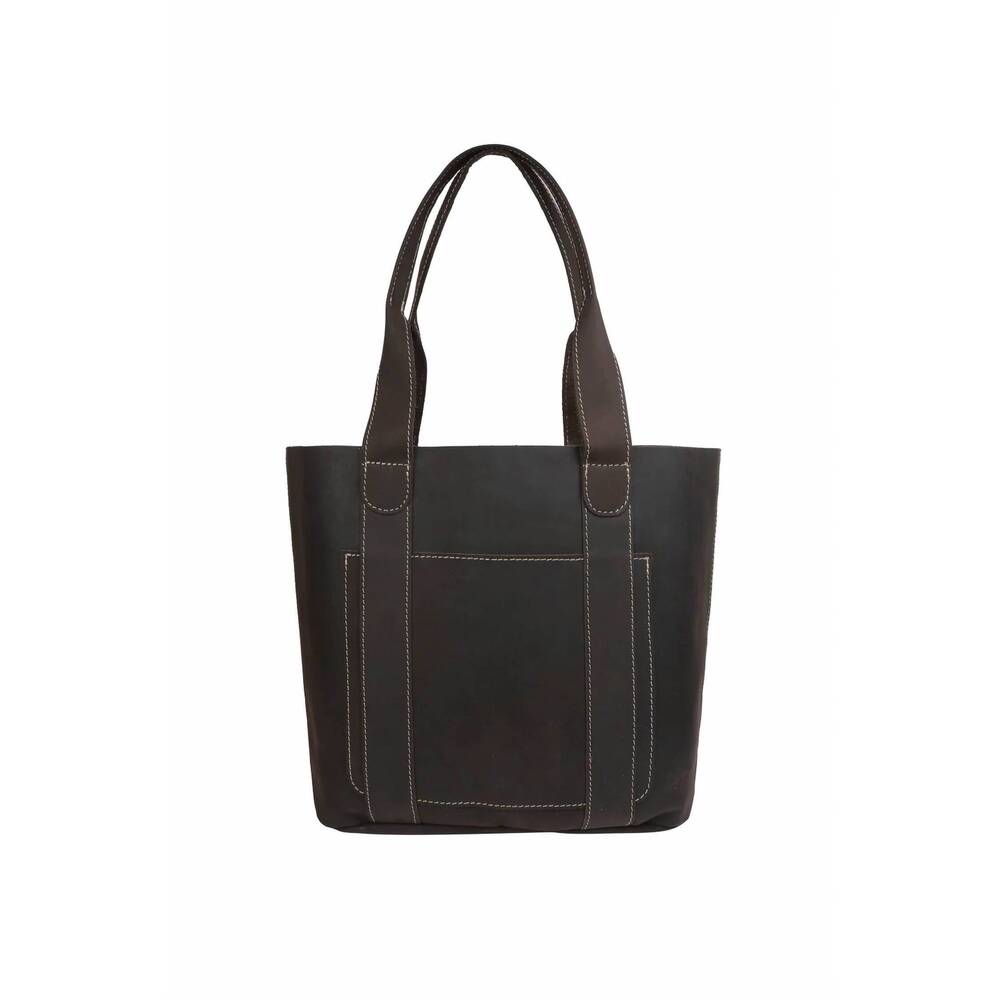NEW RISA women's threaded pocket tote in oil tan brown